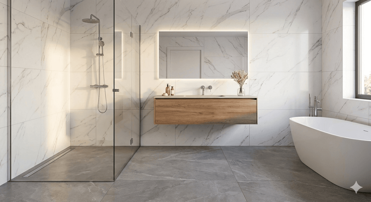 Bathroom renovation tiling by Diamond VIC Tiling